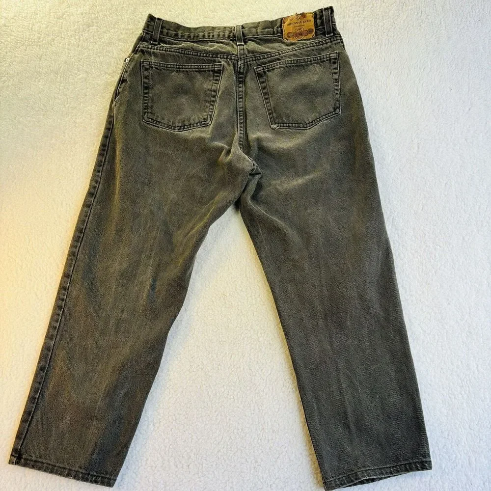 Gitano Vintage Mens Acid Wash Black Jeans Size‎ 34x30 Logo Red Lines Made USA.